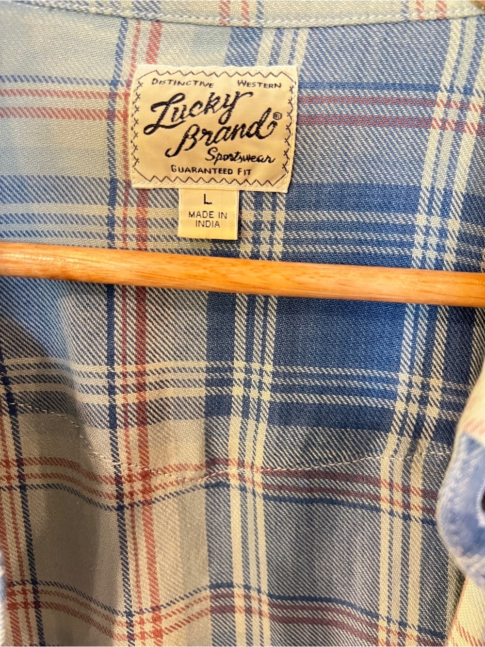 Lucky Brand Blue and Cream Plaid Button-Down Shirt - Picture 7 of 7